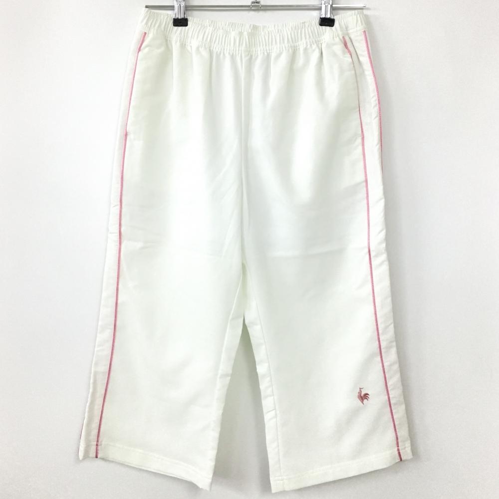 ルコック 半端丈パンツ 白×ピンク 裏地メッシュ 吸汗速乾 UVケア 新品タグ付き  レディース 0 ゴルフウェア le coq sportif