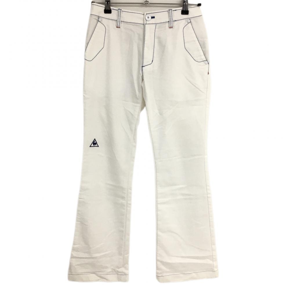 ルコック ストレッチパンツ 白×ブルー ステッチ レディース ７(S) ゴルフウェア le coq sportif