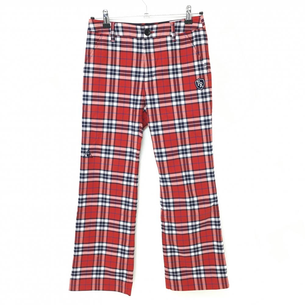 【超美品】ルコック パンツ レッド×ネイビー チェック レディース 7 ゴルフウェア le coq sportif