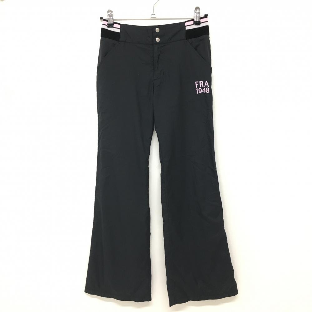 【美品】ルコック パンツ 黒×ピンク 防風 ウエストゴム 裏地メッシュ レディース 7(S) ゴルフウェア le coq sportif