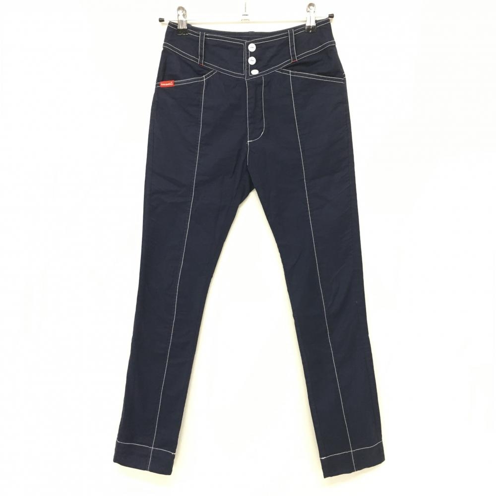 ルコック パンツ ネイビー×白 ロゴ刺しゅう ステッチ  レディース 7 ゴルフウェア le coq sportif