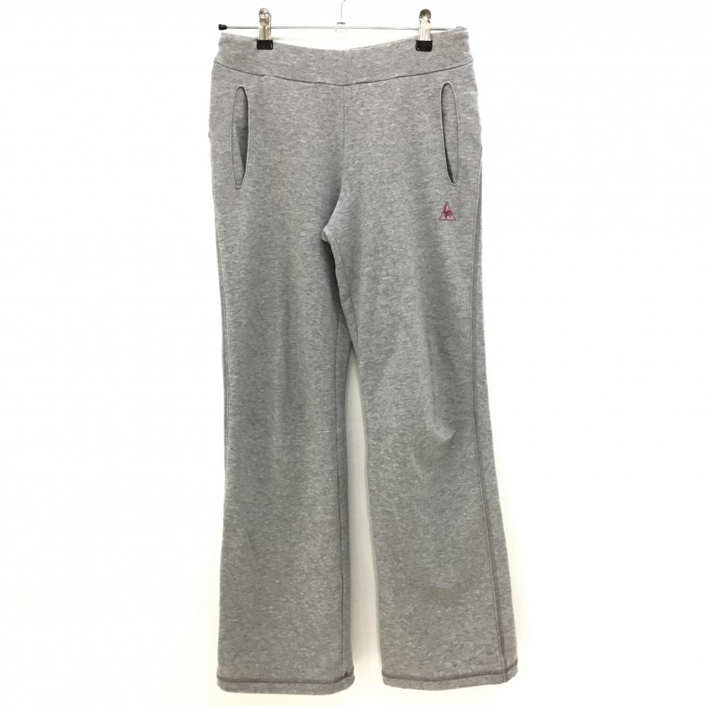 ルコック パンツ 杢グレー ロゴ刺しゅう 裾ドローコード  レディース M ゴルフウェア le coq sportif