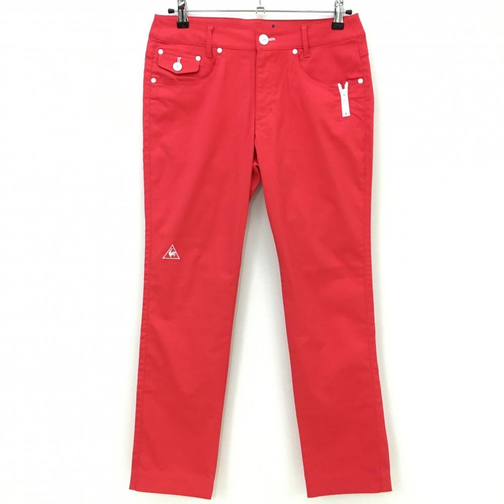 【美品】ルコック パンツ レッド×白 ロゴ刺しゅう  レディース 11 ゴルフウェア le coq sportif