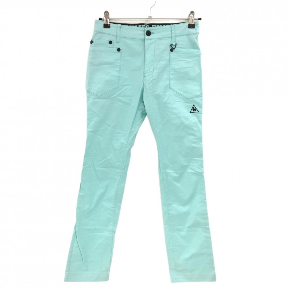 ルコック パンツ ライトブルー×黒 バックプリント ロゴ刺しゅう レディース 9 ゴルフウェア le coq sportif