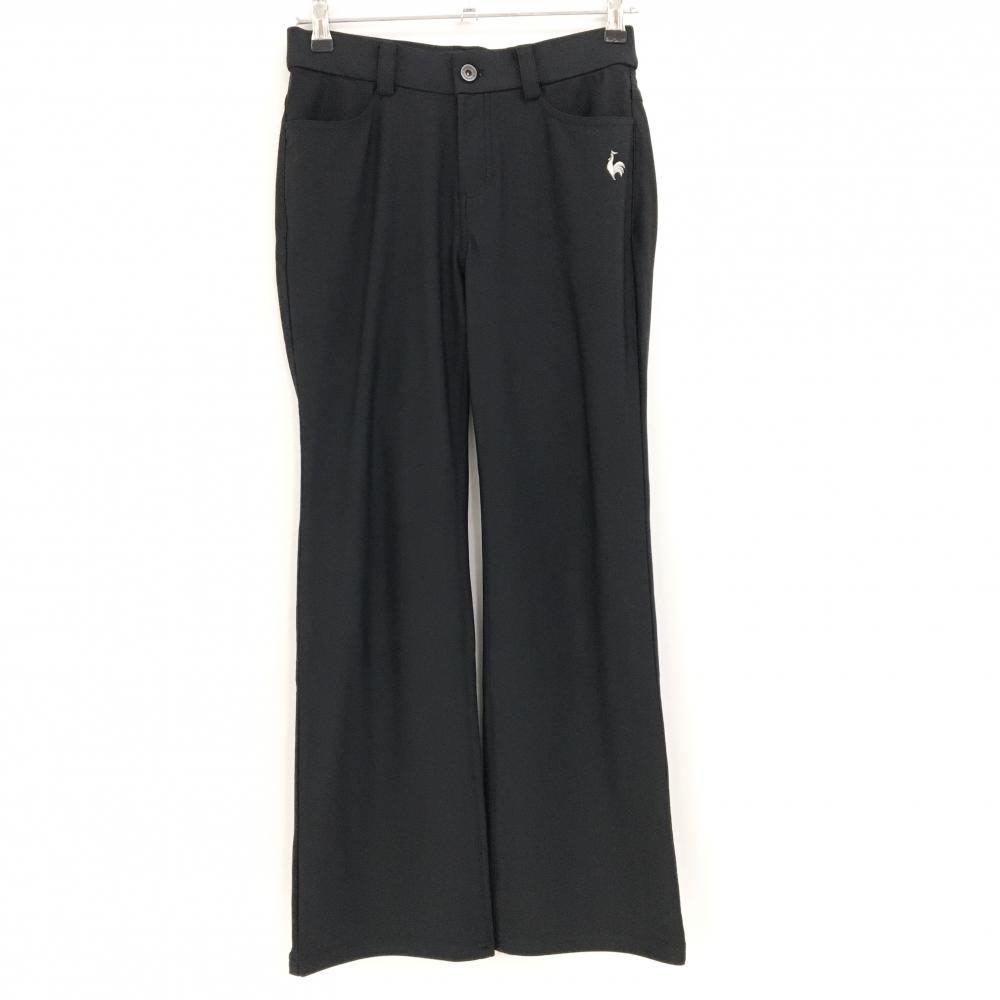 【美品】ルコック パンツ 黒 ストレッチ ロゴシルバー 無地 レディース M ゴルフウェア le coq sportif