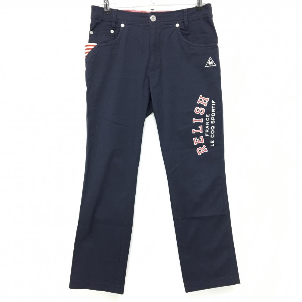 ルコックゴルフ パンツ ネイビー 腿ロゴプリント ストレッチ レディース 11 ゴルフウェア le coq sportif