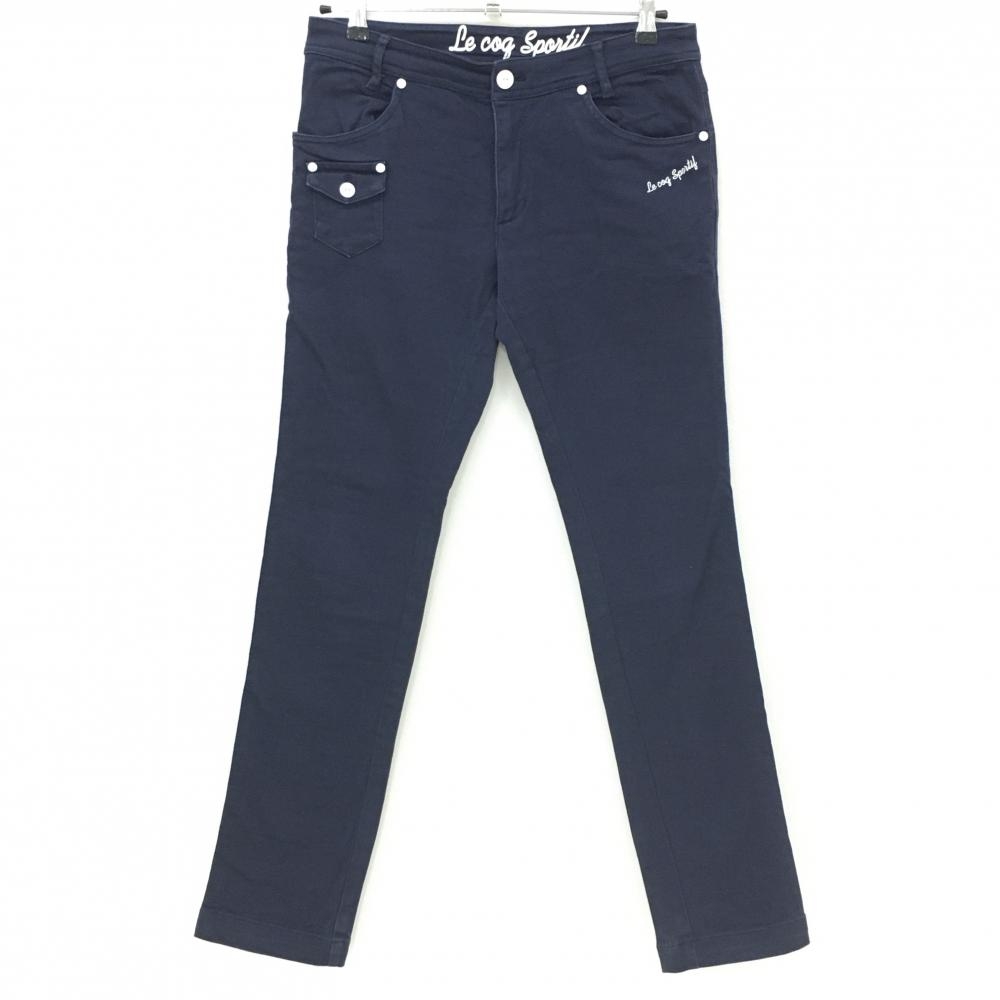 ルコックゴルフ パンツ ネイビー ロゴ白 ストレッチ  レディース 11 ゴルフウェア le coq sportif