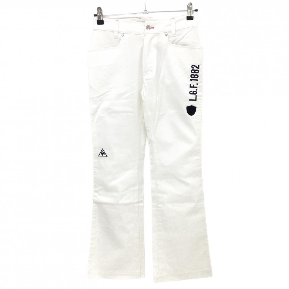 ルコックゴルフ パンツ 白×ネイビー ロゴ刺しゅう 紙タグ付 ストレッチ  レディース 7 ゴルフウェア le coq sportif