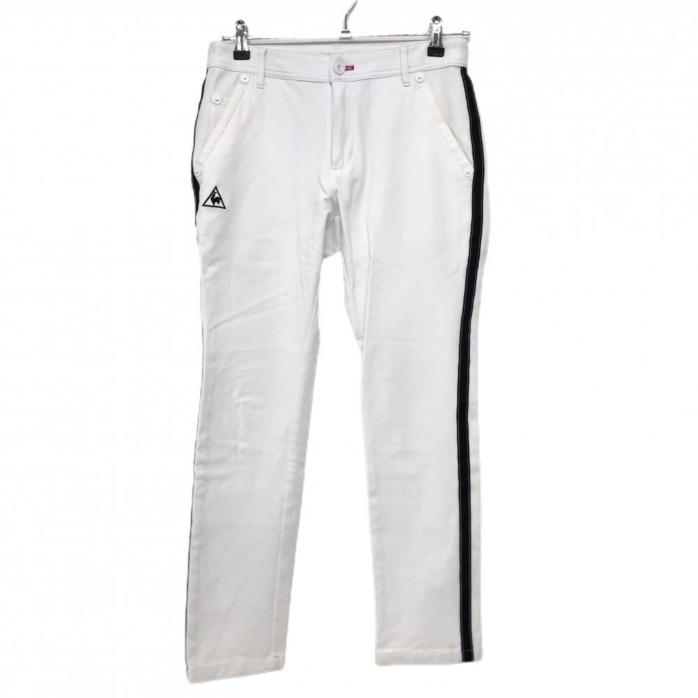 ルコックゴルフ パンツ 白×黒 サイドライン  レディース 9 ゴルフウェア le coq sportif