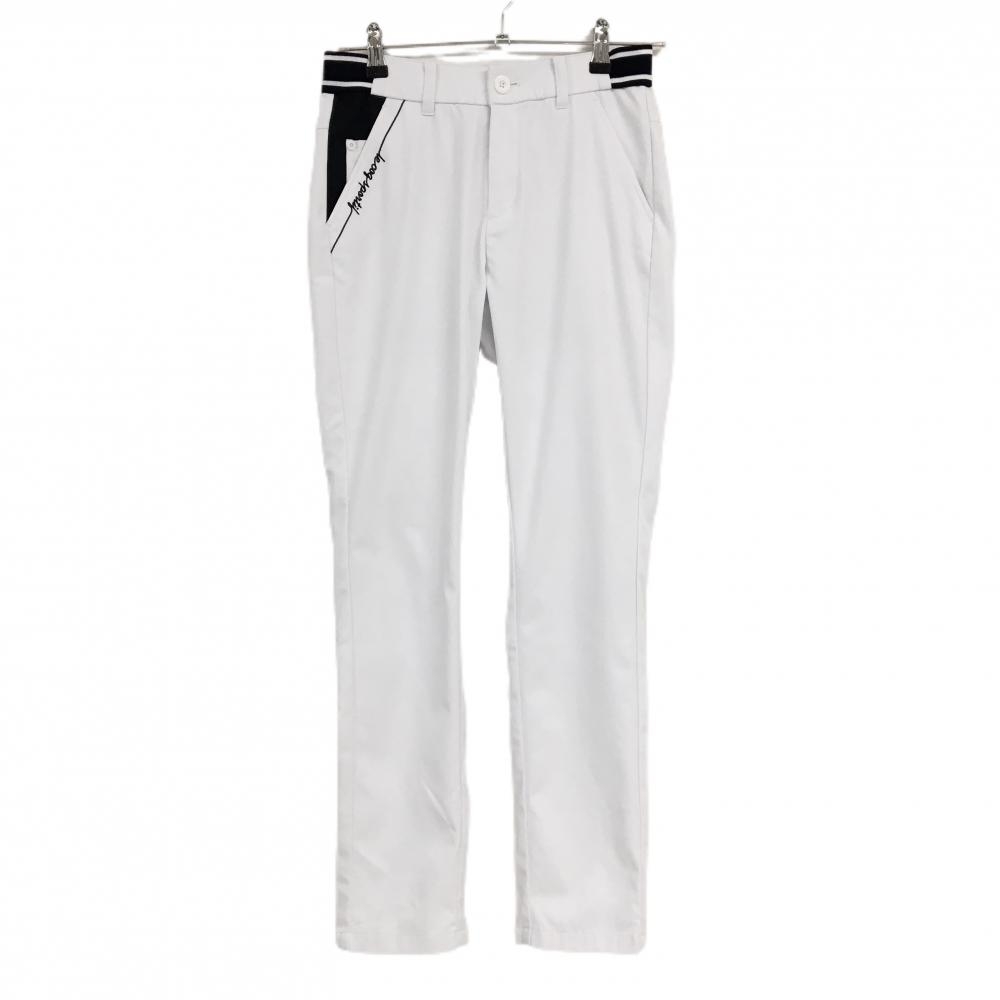 【超美品】ルコックゴルフ パンツ 白×ネイビー ストレッチ ウエスト一部ゴム レディース M ゴルフウェア le coq sportif