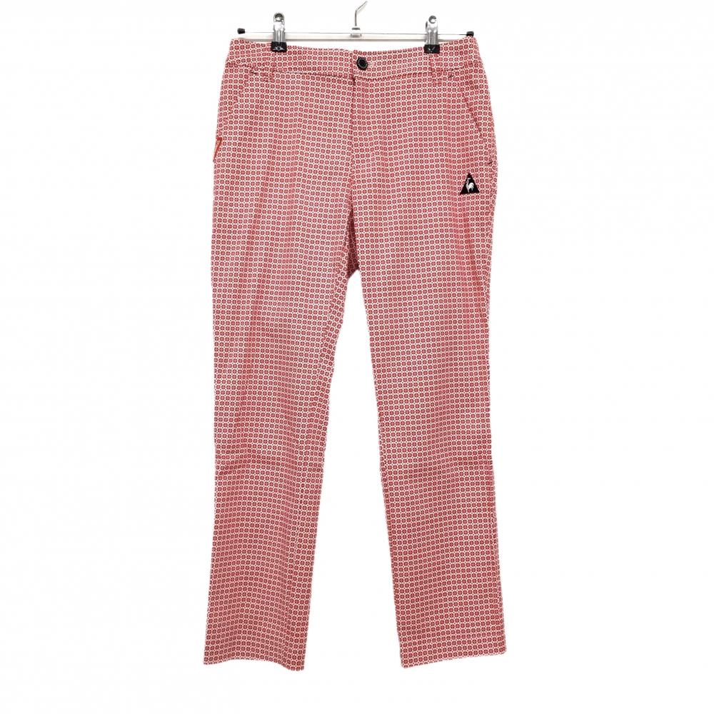 【超美品】ルコックゴルフ パンツ レッド×白 総柄 ストレッチ レディース 11(L) ゴルフウェア le coq sportif