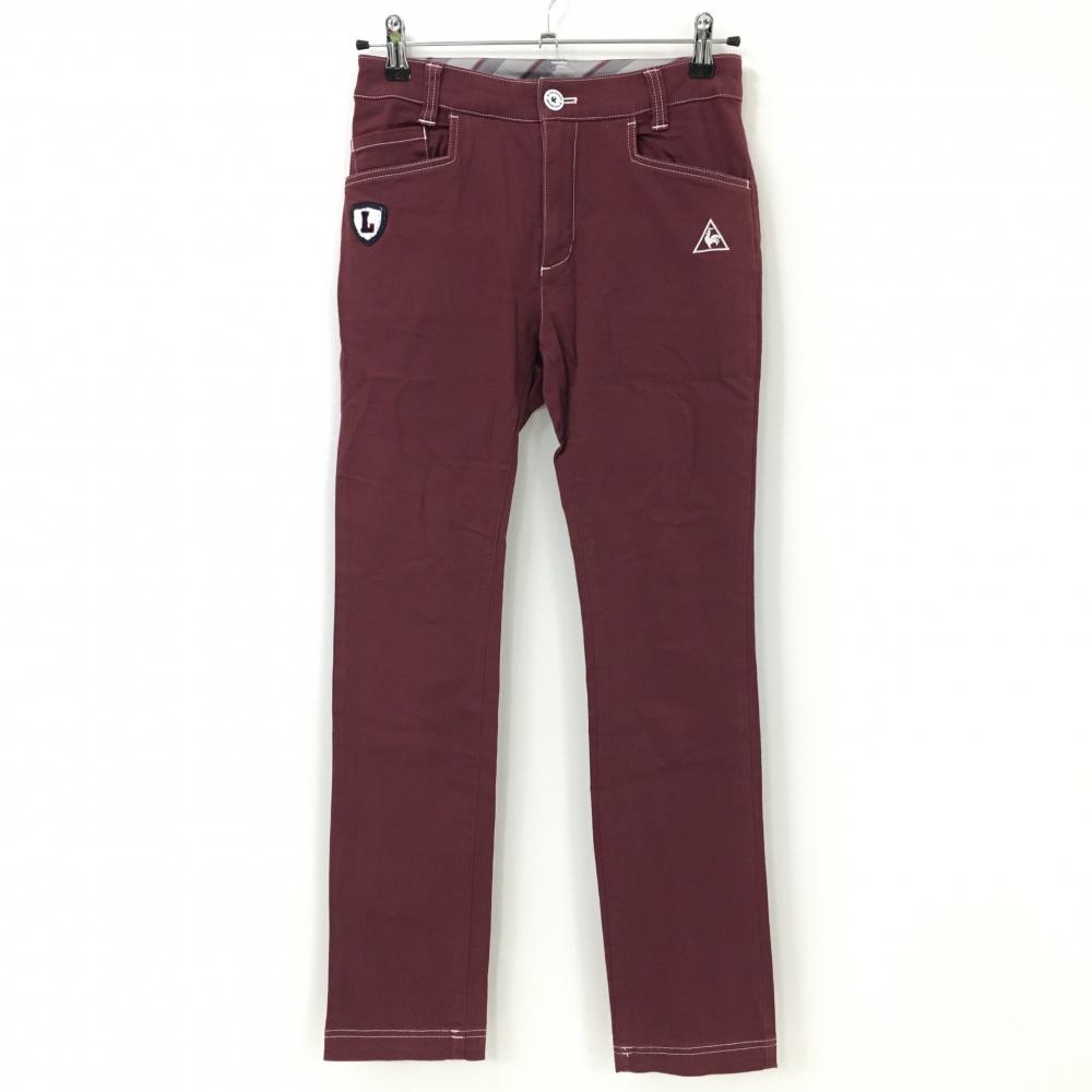 ルコックゴルフ パンツ ボルドー 白ステッチ ロゴ刺しゅう  レディース 7 ゴルフウェア le coq sportif