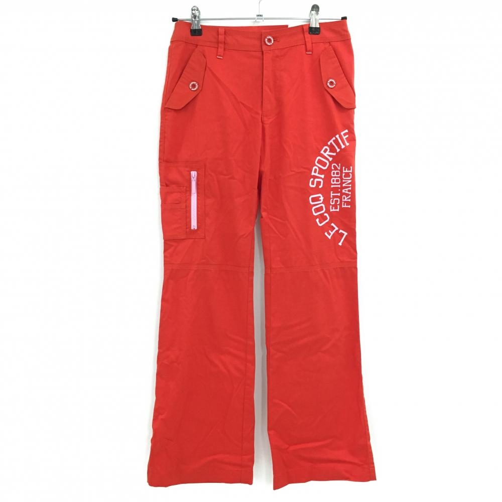 【美品】ルコックゴルフ パンツ レッド×ライトピンク 5ポケット レディース 7 ゴルフウェア le coq sportif