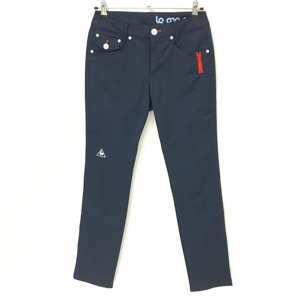 ルコックゴルフ パンツ ネイビー×白 バックロゴ  レディース 7 ゴルフウェア le coq sportif