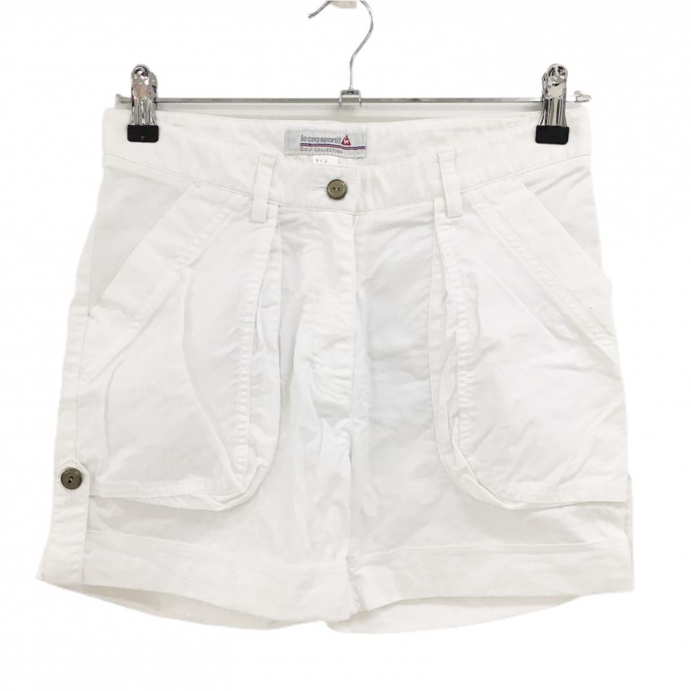 【美品】ルコックゴルフ ショートパンツ 白 ビッグポケット レディース 9 ゴルフウェア le coq sportif