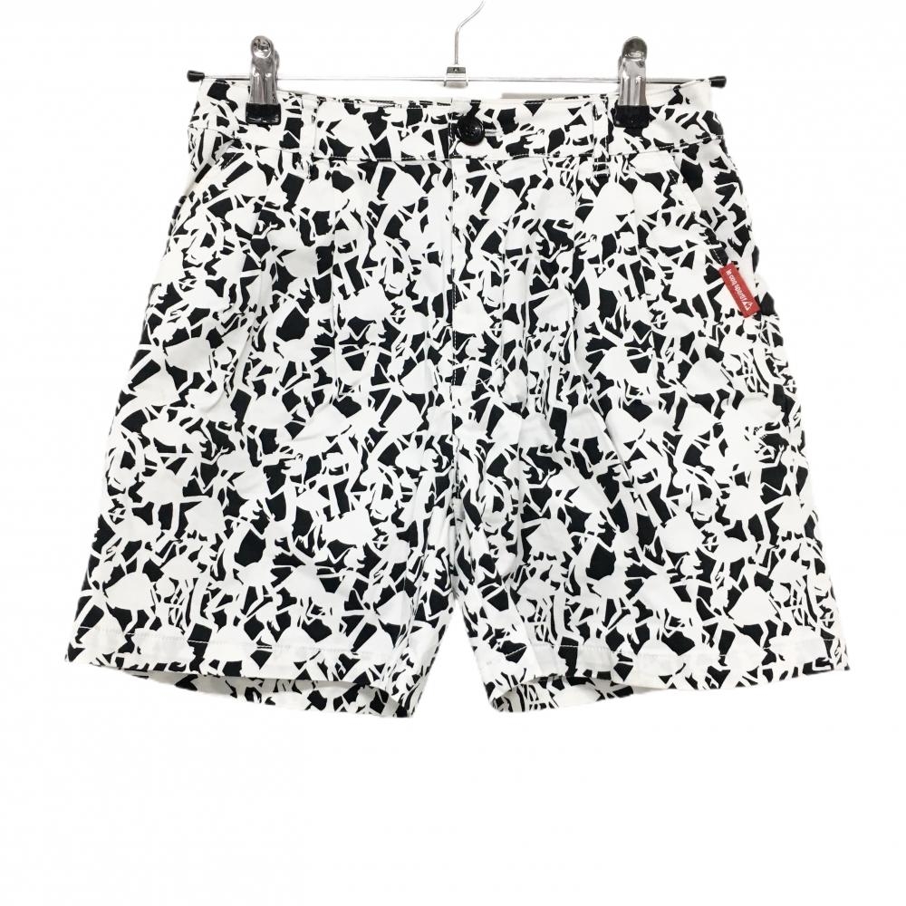 ルコックゴルフ ショートパンツ 白×黒 総柄  レディース 7(S) ゴルフウェア le coq sportif
