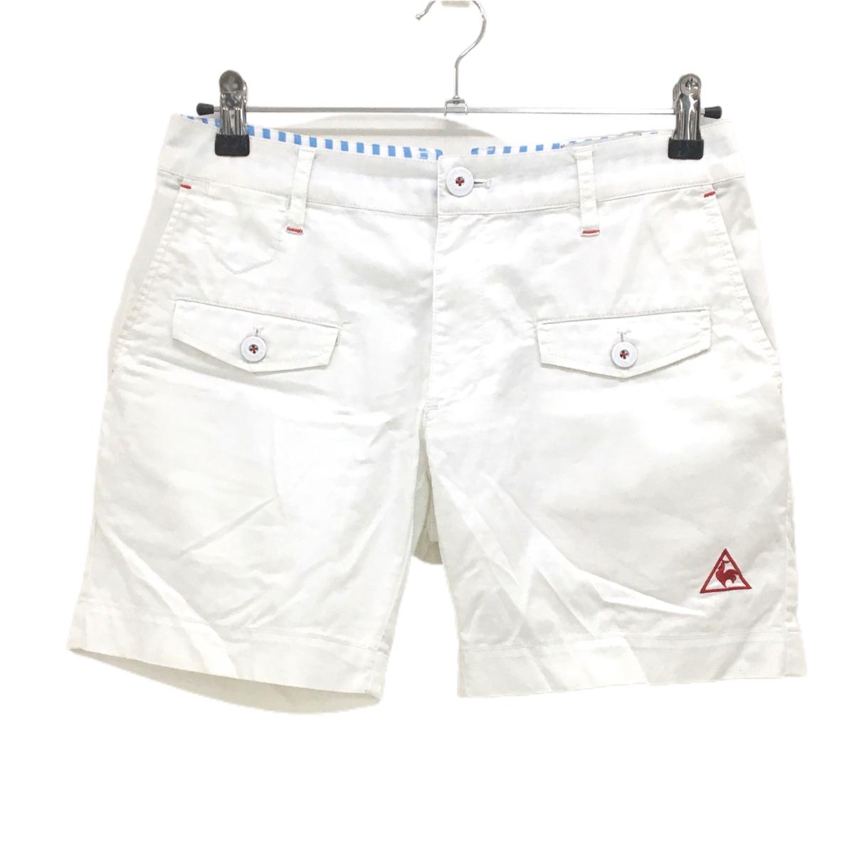ルコックゴルフ ハーフパンツ 白 ロゴレッド 複数ポケット レディース 9 ゴルフウェア le coq sportif