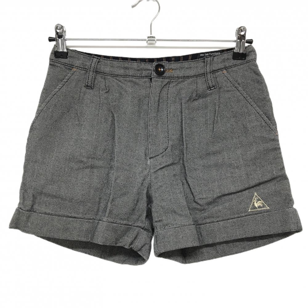 ルコックゴルフ ショートパンツ グレー ヘリンボーン地模様 ロゴ刺しゅう 後ろワッペン  レディース 7 ゴルフウェア le coq sportif