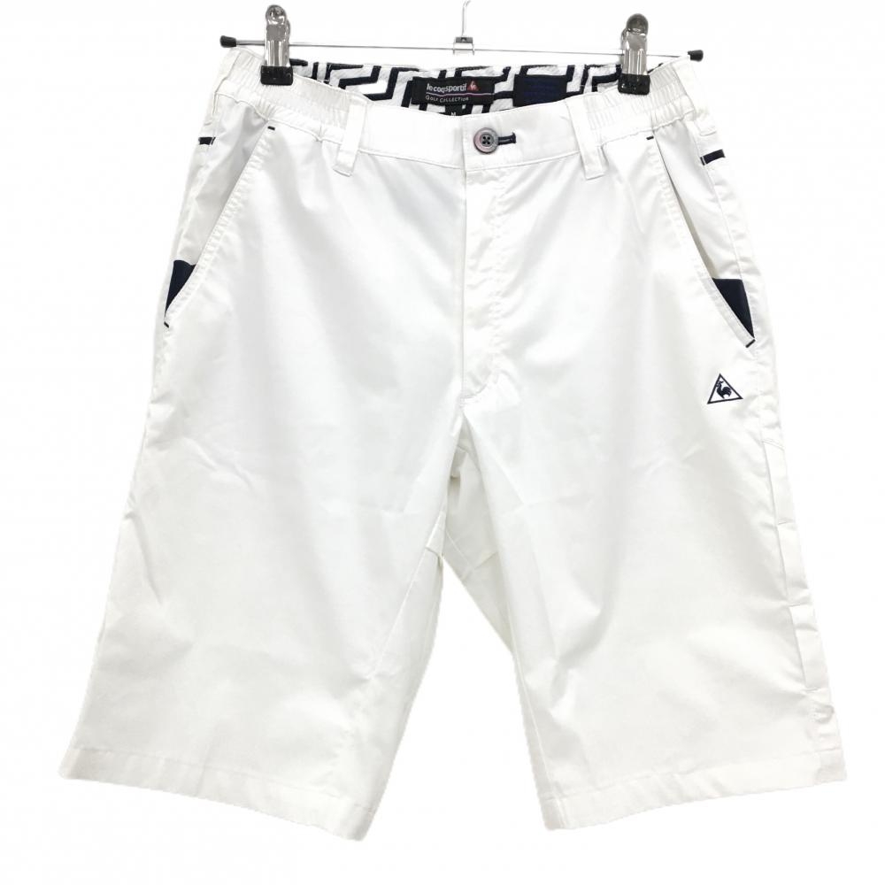 【美品】ルコックゴルフ ハーフパンツ 白 シンプル ロゴ刺しゅう レディース M ゴルフウェア le coq sportif