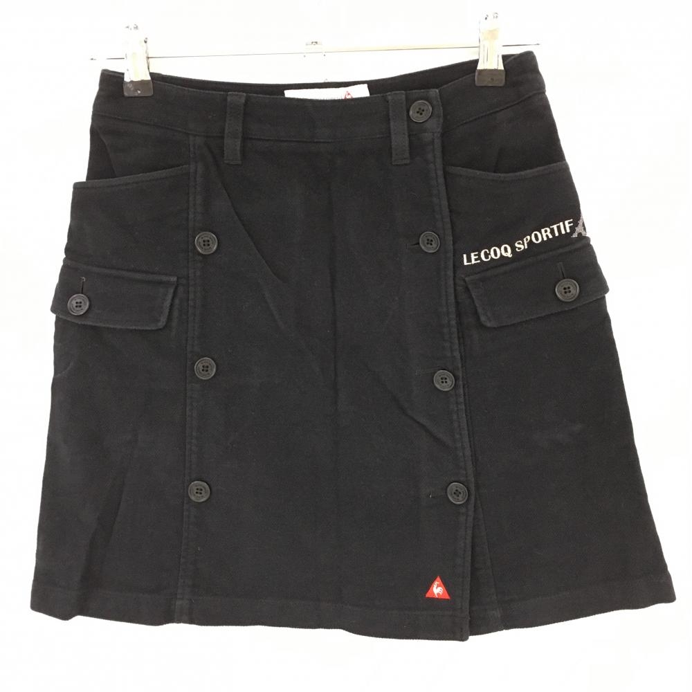 ルコック コーデュロイスカート 黒 ロゴ刺しゅう  レディース 7 ゴルフウェア le coq sportif