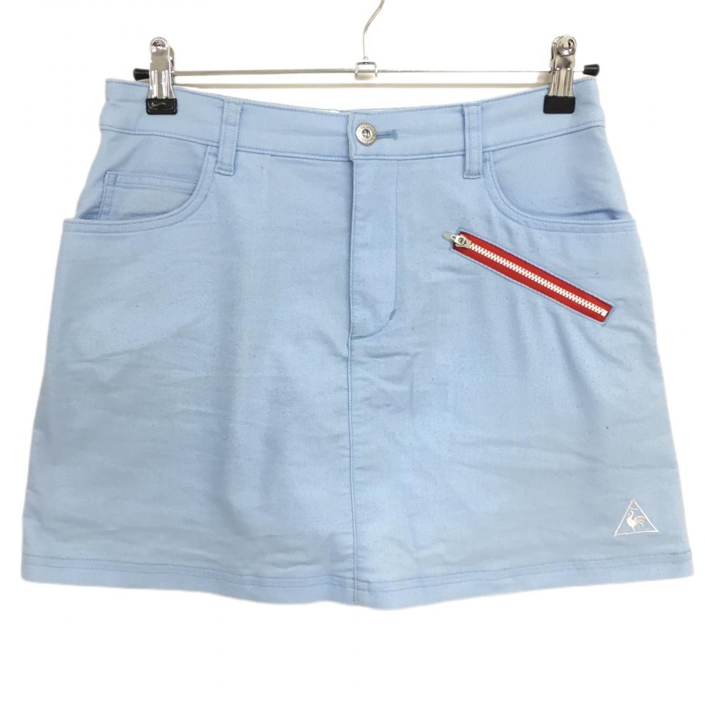 ルコック スカート ライトブルー×レッド ジップポケット 内側メッシュインナーパンツ レディース 11 ゴルフウェア le coq sportif