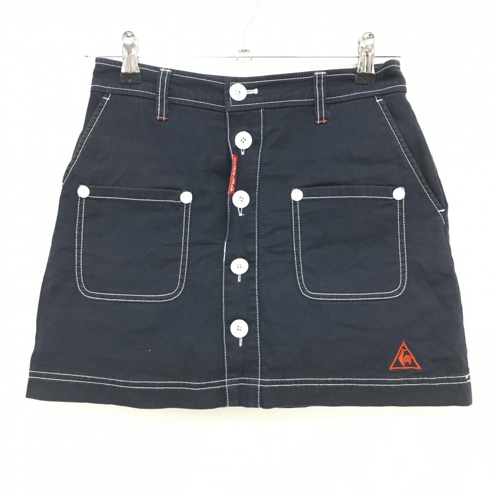 ルコック スカート ネイビー×白 ステッチ ストレッチ 内側インナーパンツ レディース 7 ゴルフウェア le coq sportif