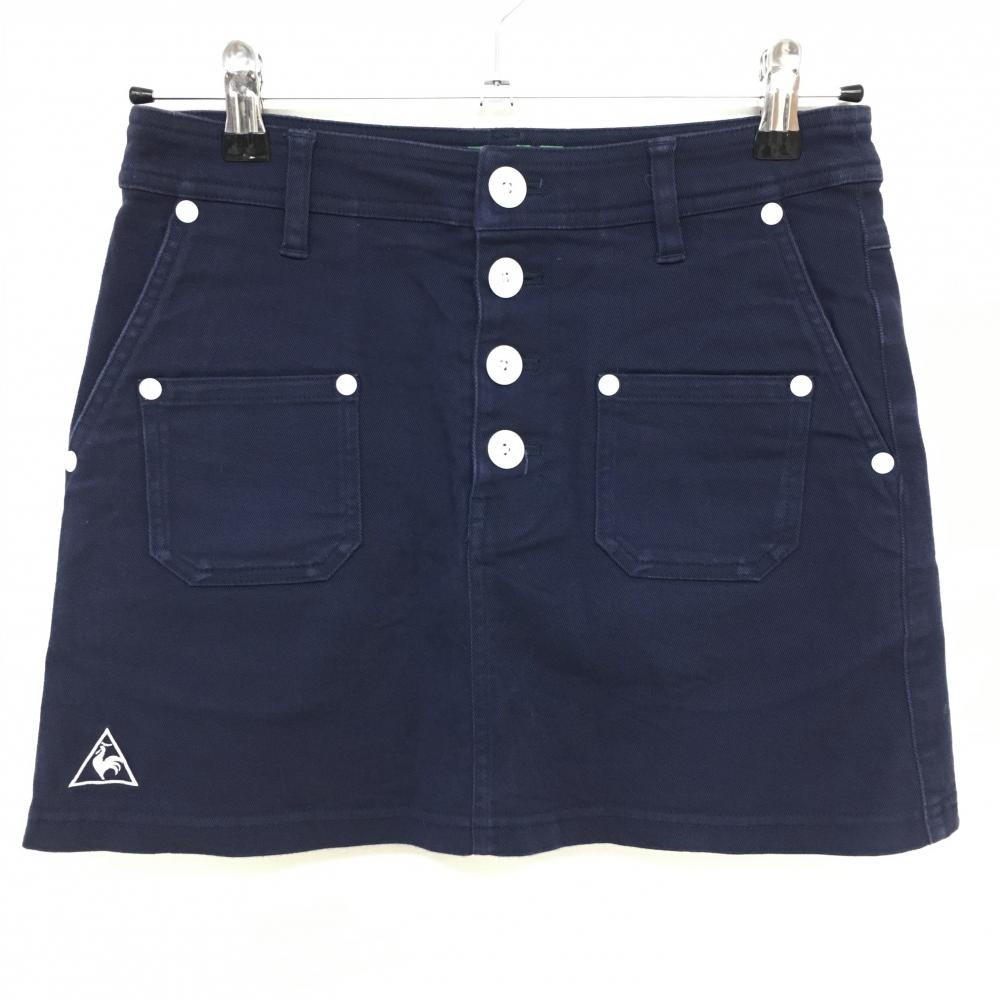 【美品】ルコック スカート ダークネイビー デニム ストレッチ レディース 9 ゴルフウェア le coq sportif