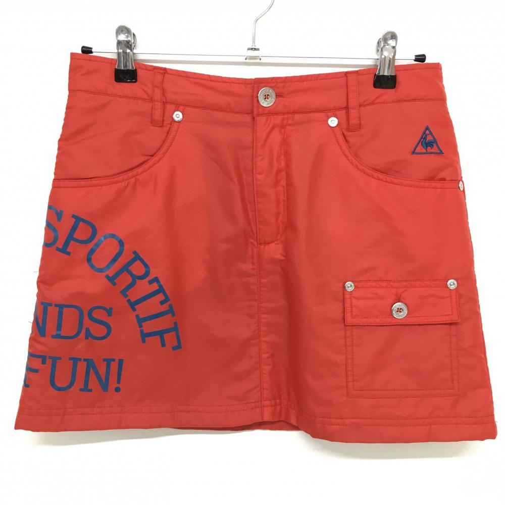 【超美品】ルコック カーゴスカート レッド ロゴネイビー 秋冬 レディース 11 ゴルフウェア le coq sportif