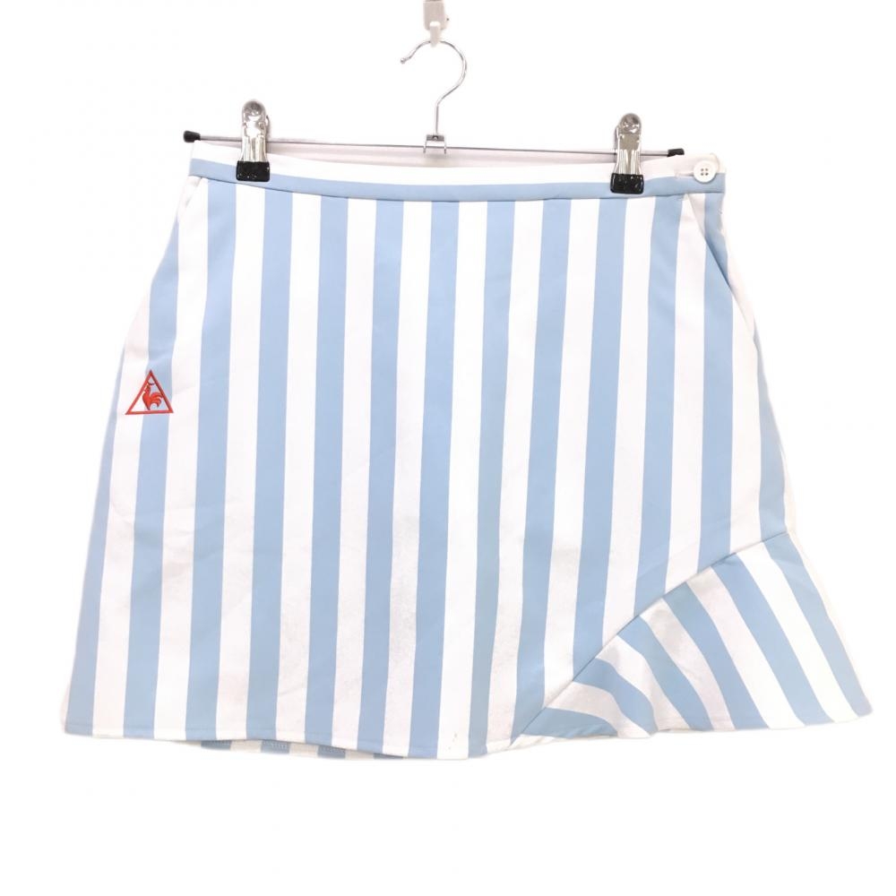 【新品】ルコック スカート ライトブルー×白 ストライプ ストレッチ 内側インナーパンツ　 レディース 11 ゴルフウェア le coq sportif