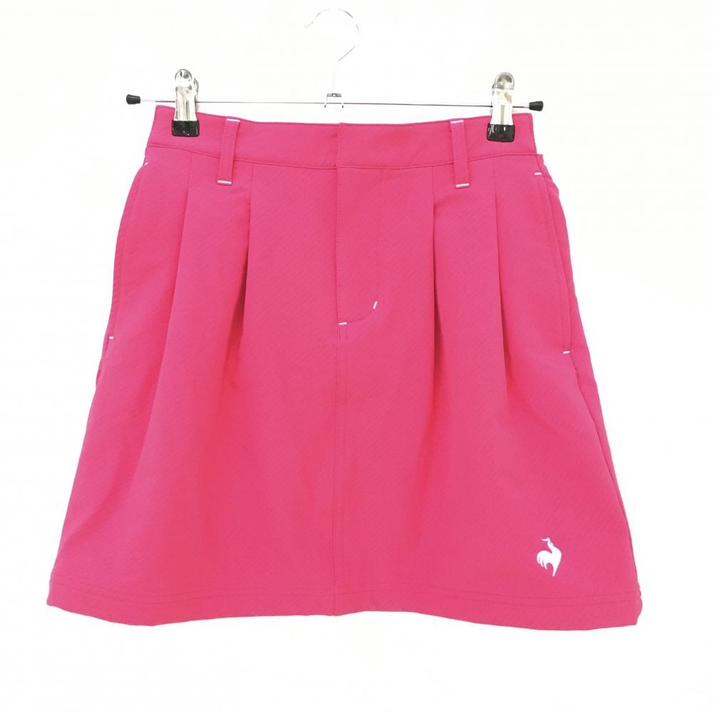 【超美品】ルコック スカートピンク×白 裏微起毛 後ウエストゴム レディース 7(S) ゴルフウェア le coq sportif