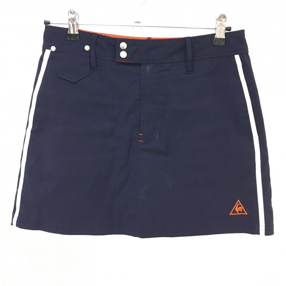 ルコック スカート ネイビー×白 サイドライン バックプリント  レディース 11 ゴルフウェア le coq sportif