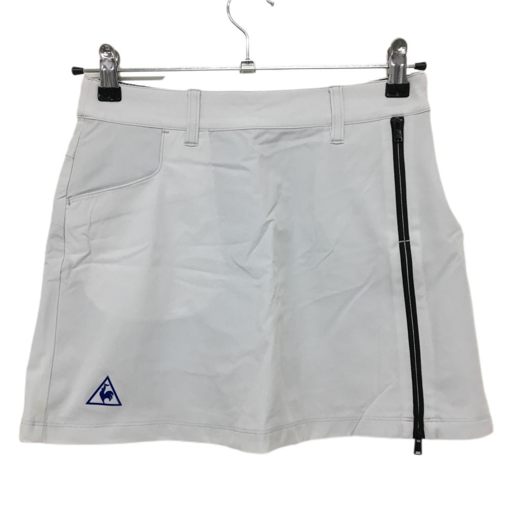 【超美品】ルコック スカート ライトグレー 裾ロゴ ストレッチ 裏地メッシュ レディース 7 ゴルフウェア le coq sportif