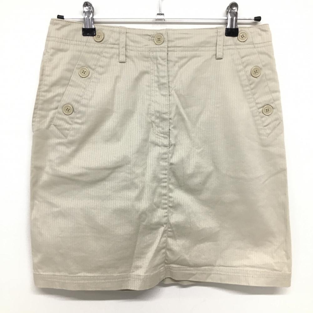 【美品】ルコック スカート ライトベージュ ストライプ織生地  レディース 11 ゴルフウェア le coq sportif