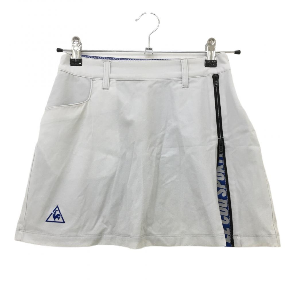 【美品】ルコック スカート ライトグレー×黒 サイドジップ 無地 裏地付き レディース 7 ゴルフウェア le coq sportif