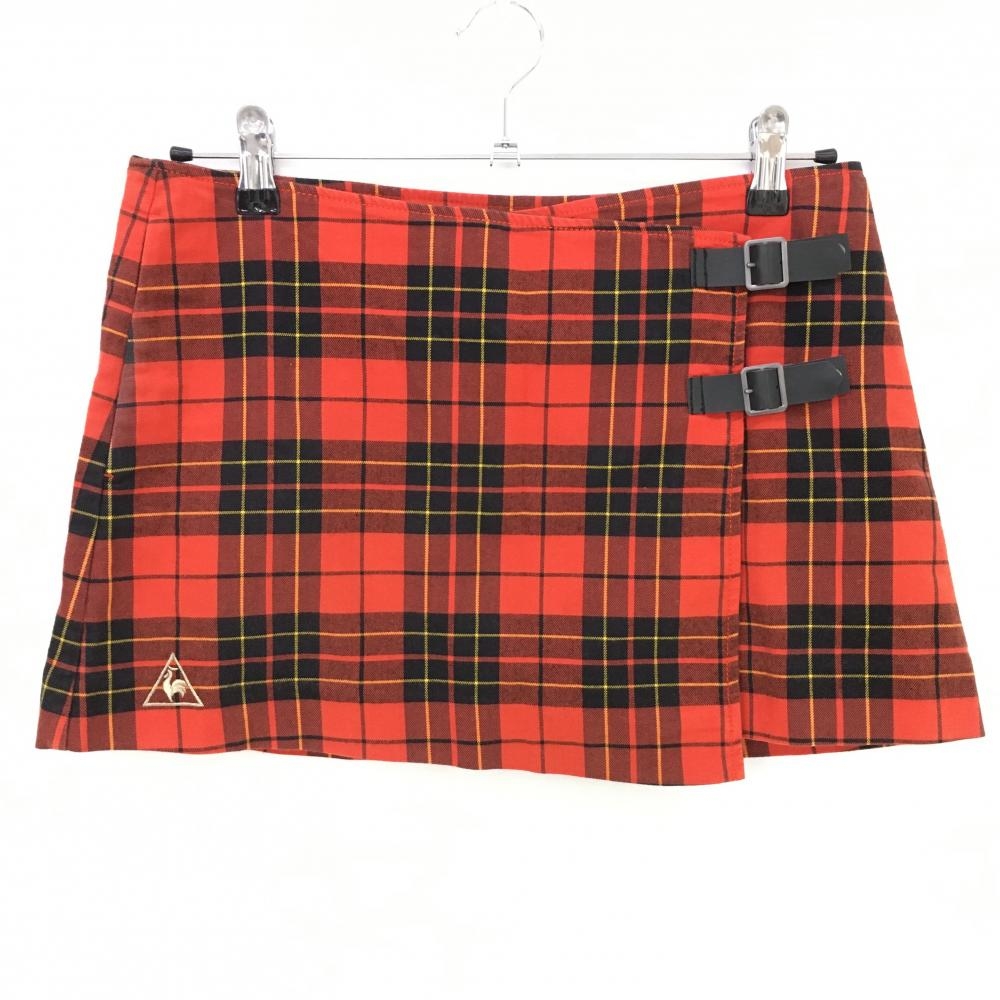 ルコック スカート レッド×黒 チェック 裏地付き  レディース 9(M) ゴルフウェア le coq sportif