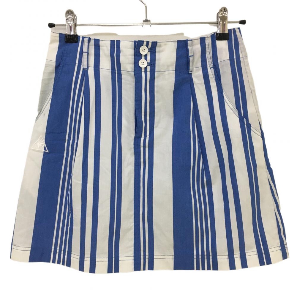 ルコック スカート 白×ブルー ストライプ 薄手  レディース 9 ゴルフウェア le coq sportif