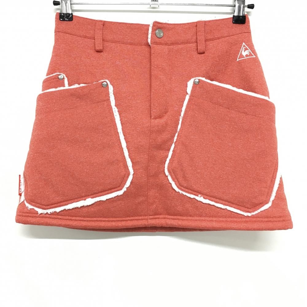 ルコック スカート オレンジ×白 ビックポケット ボア裏地  レディース 7 ゴルフウェア le coq sportif