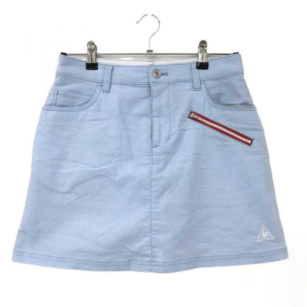 ルコック スカート ライトブルー×レッド 織生地 ハチ バックロゴ 内側インナーパンツ レディース 9 ゴルフウェア le coq sportif