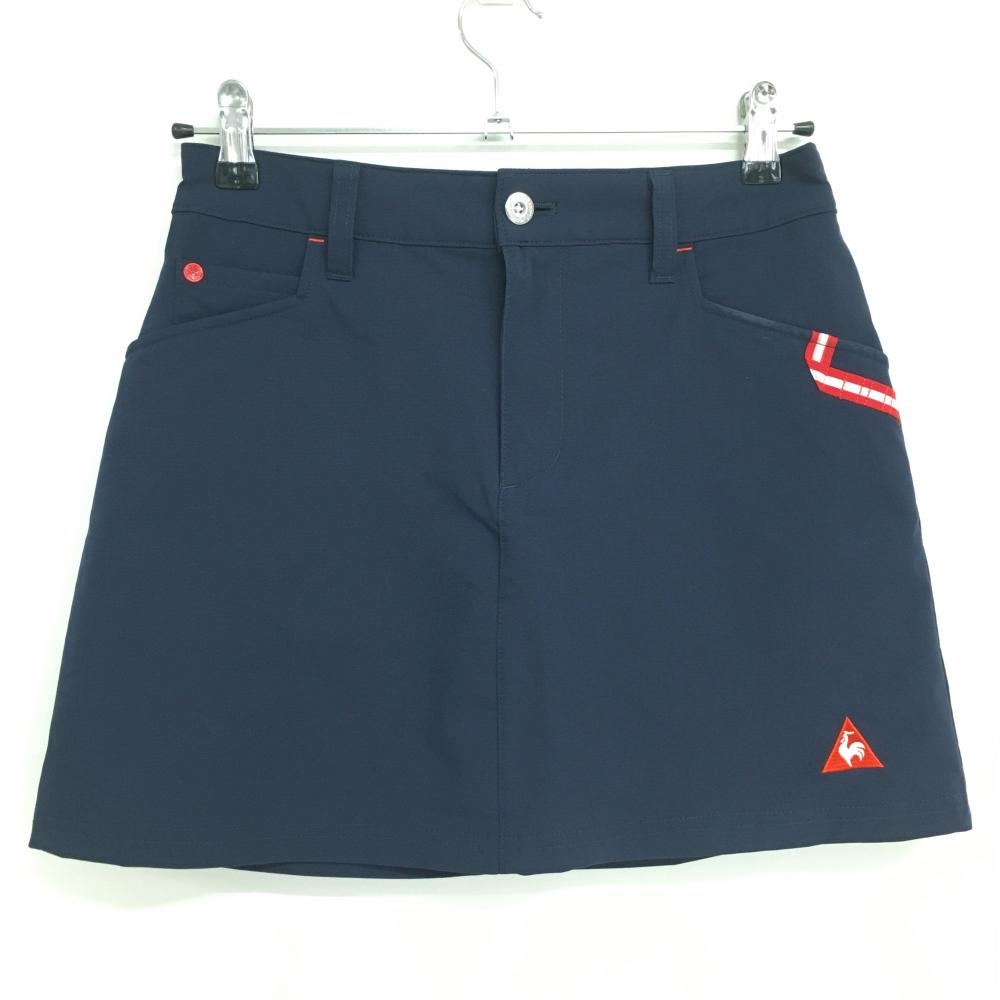 ルコック スカート ネイビー×レッド ロゴ刺しゅう 花 内側インナーパンツ レディース 9 ゴルフウェア le coq sportif