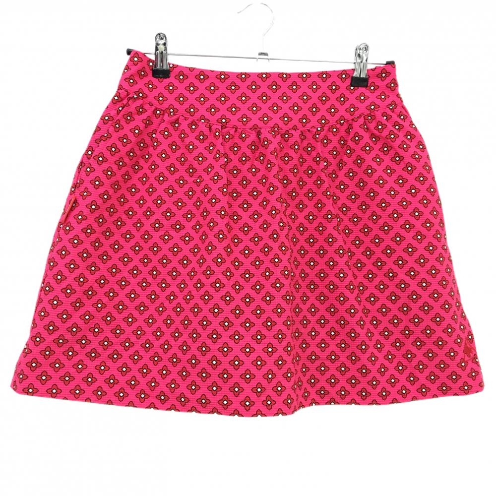 【美品】ルコック スカート ピンク×レッド 総柄 ロゴ刺しゅう レディース 11 ゴルフウェア le coq sportif