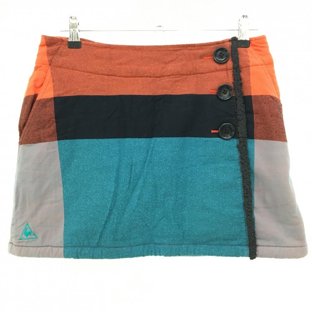 ルコック スカート 黒×ライトブルー ボア裏地 巻きスカート風 レディース 13 ゴルフウェア le coq sportif