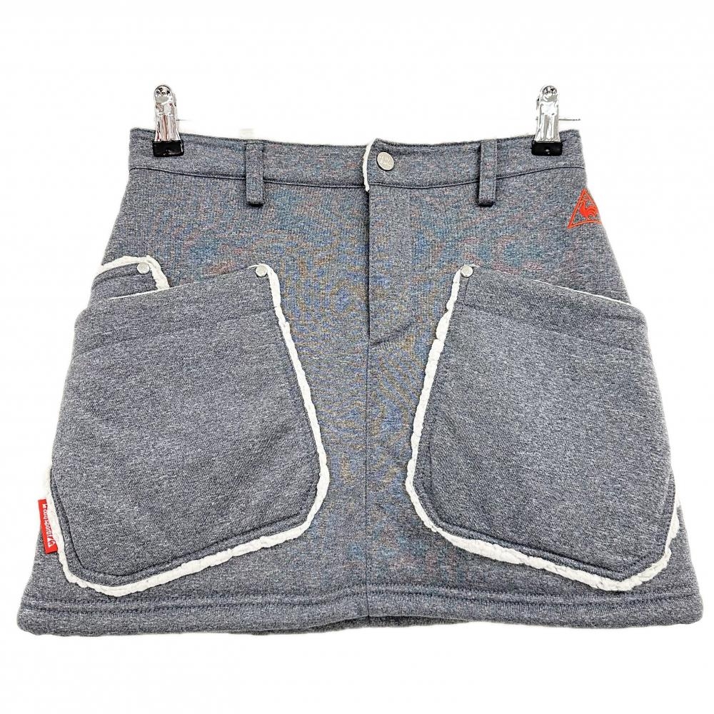 ルコック スカート グレー×白 ボア ロゴ刺しゅう レディース 7 ゴルフウェア le coq sportif