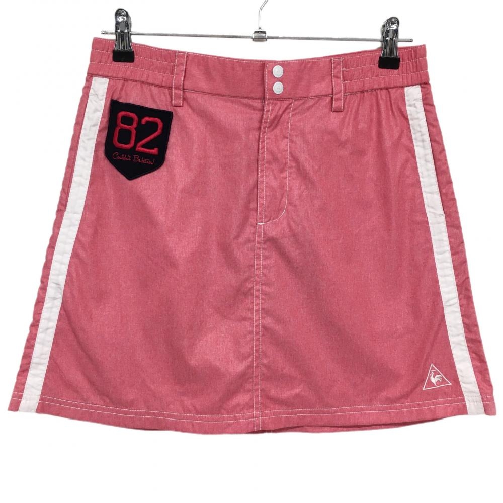 【超美品】ルコック スカート 杢レッド×白 サイドライン 裏地メッシュ レディース 11(L) ゴルフウェア le coq sportif