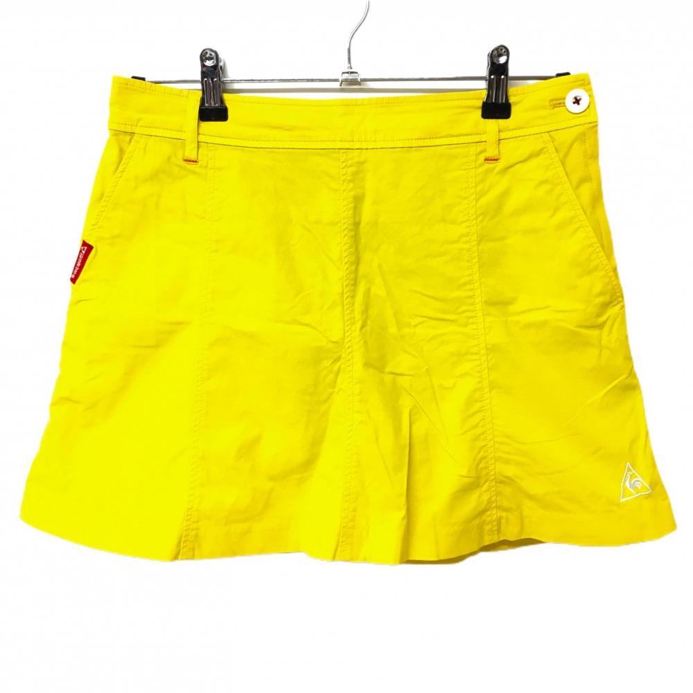 【美品】ルコック スカート イエロー フラッグ刺しゅう 内側メッシュインナーパンツ レディース 9 ゴルフウェア le coq sportif