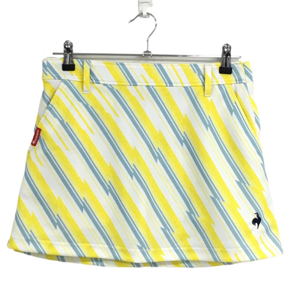 ルコック スカート イエロー×ライトブルー 総柄 内側インナーパンツ レディース 9(M) ゴルフウェア 2022年モデル le coq sportif
