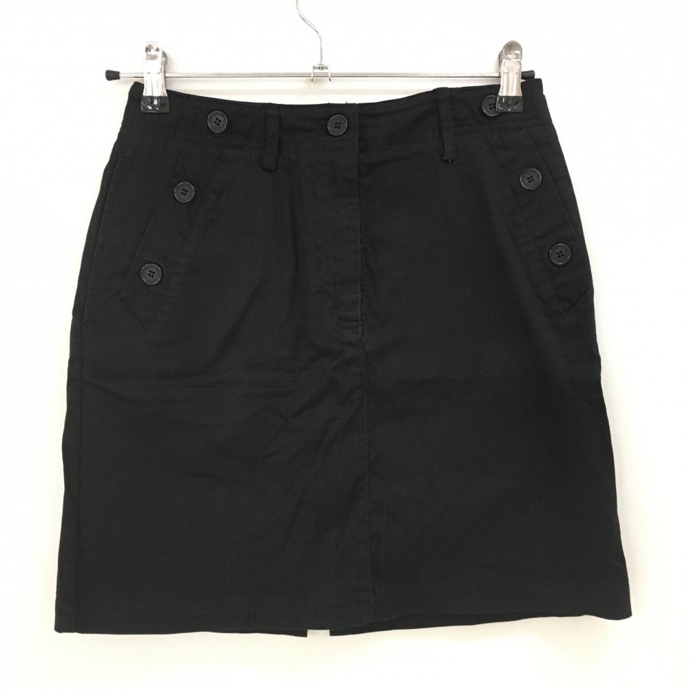 【美品】ルコック スカート 黒 ストライプ地模様 後ろスリット レディース 7 ゴルフウェア le coq sportif