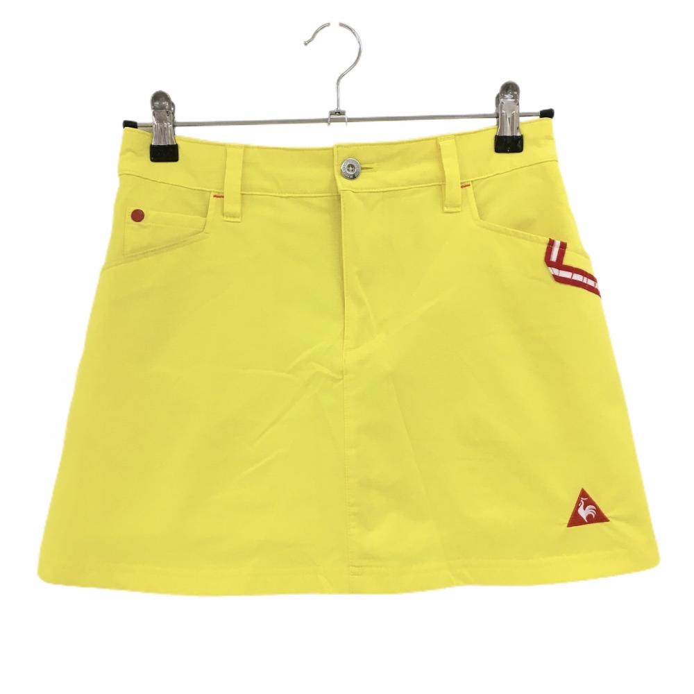 ルコック スカート イエロー 裾ロゴ 内側インナーパンツ フラワー刺しゅう レディース 7 ゴルフウェア le coq sportif