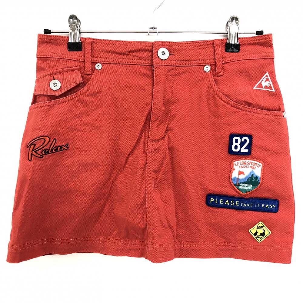 ルコック スカート レッド 複数ワッペン レディース 9 ゴルフウェア le coq sportif