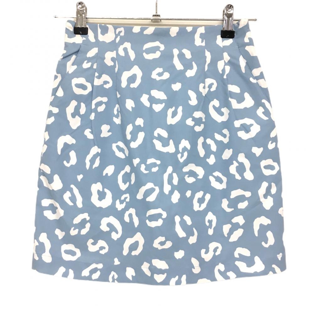 【新品】ルコック スカート ライトブルー×白 レオパード柄 内側インナーパンツ レディース 7 ゴルフウェア 2022年モデル le coq sportif