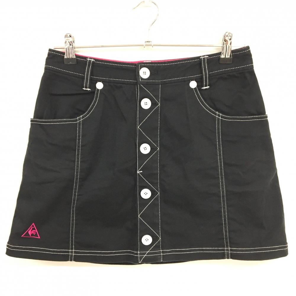 ルコック スカート 黒×白 ステッチ ストレッチ レディース 9 ゴルフウェア le coq sportif